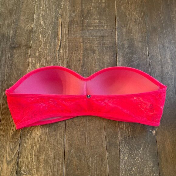 Lace Bandeau Bra Wireless Pullover Hot Pink Large PINK Victoria's Secret NWT - Picture 2 of 3